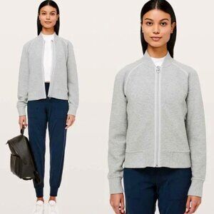 Lululemon On Repeat Bomber Heathered Core Light Grey Size 4
